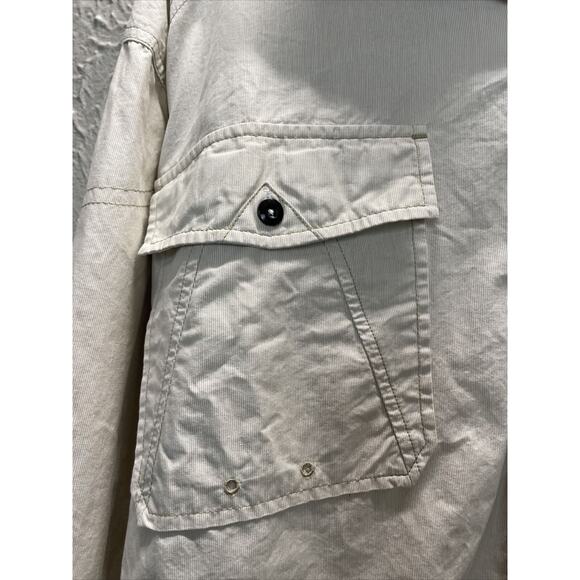 Eight 732 Mens Button Down Shirt Pinstripes Riders Runners Patch Utility Sz 4XL - Picture 4 of 6